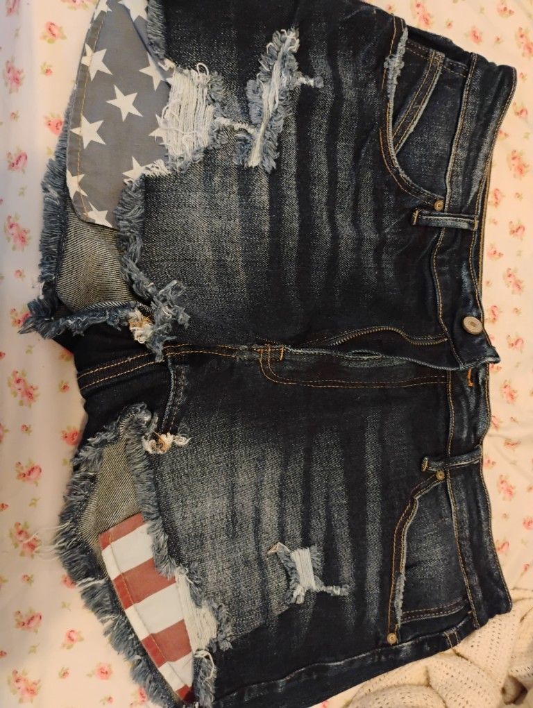 Women's American Flag Denim Shorts