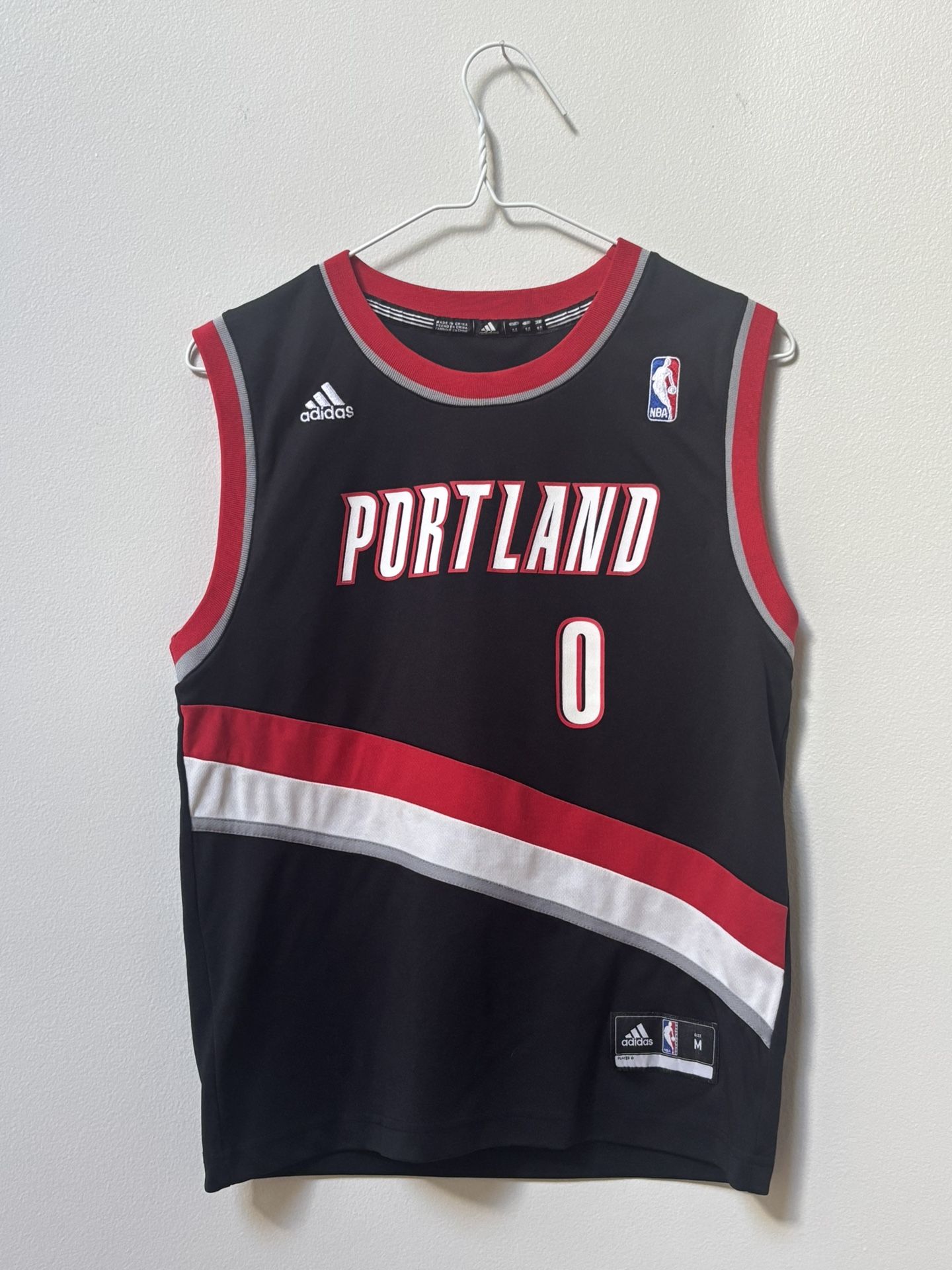 Adidas Portland Trail Blazers NBA Damian Lillard Youth Medium Jersey Red Black