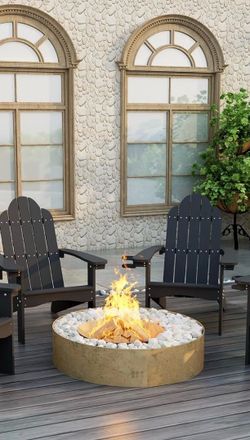 Set Of 2 LUE BONA HDPS Outdoor Adirondack Chair, Cup Holder,