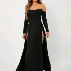 Black Slit Maxi Dress 