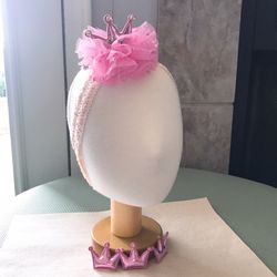 Pink jewelry crown baby headband
