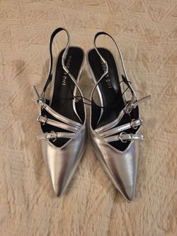 Madden girl silver peep heels