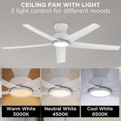 I Have 2 X 52 inch Ceiling Fans with Lights, Large Air Volume Ceiling Fans with Reversible Quiet DC Motor and Remote