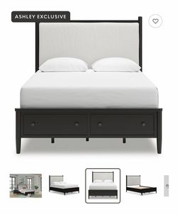 Juego de cuarto Ashley – Cama Queen con gavetas + Gavetero de 9 gavetas (color negro/espresso)
