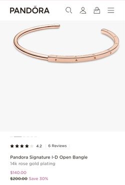 Pandora Signature I-D Open Bangle rose gold plating