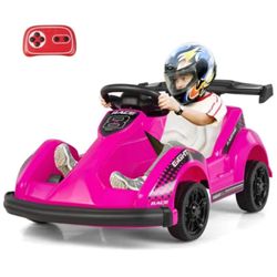 Go Kart Kids 6V Battery Powered Ride On Toy w/ Remote Control & Safety Belt Pink