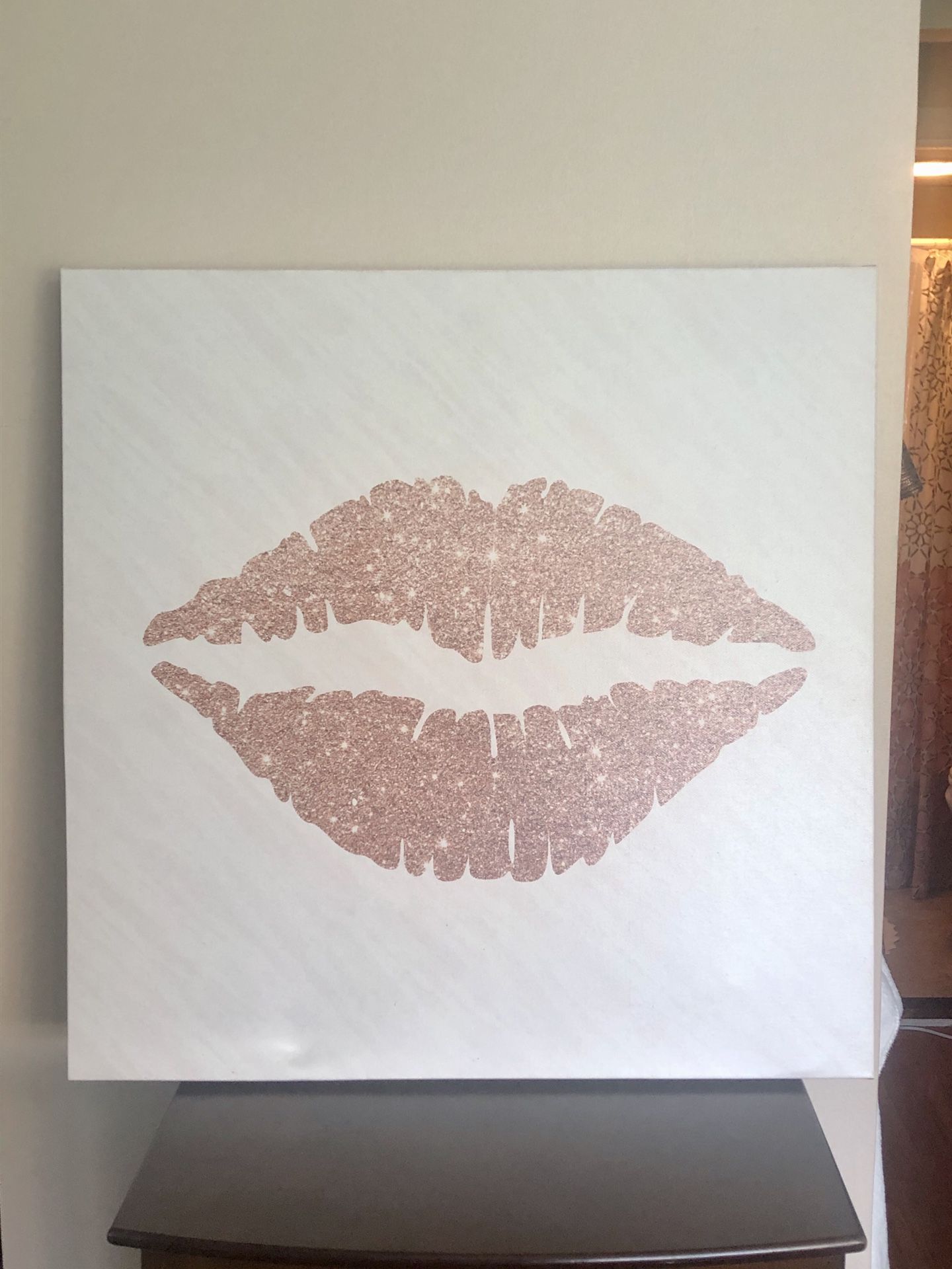 Rose Gold Kiss Oil Painting Print on Wrapped Canvas