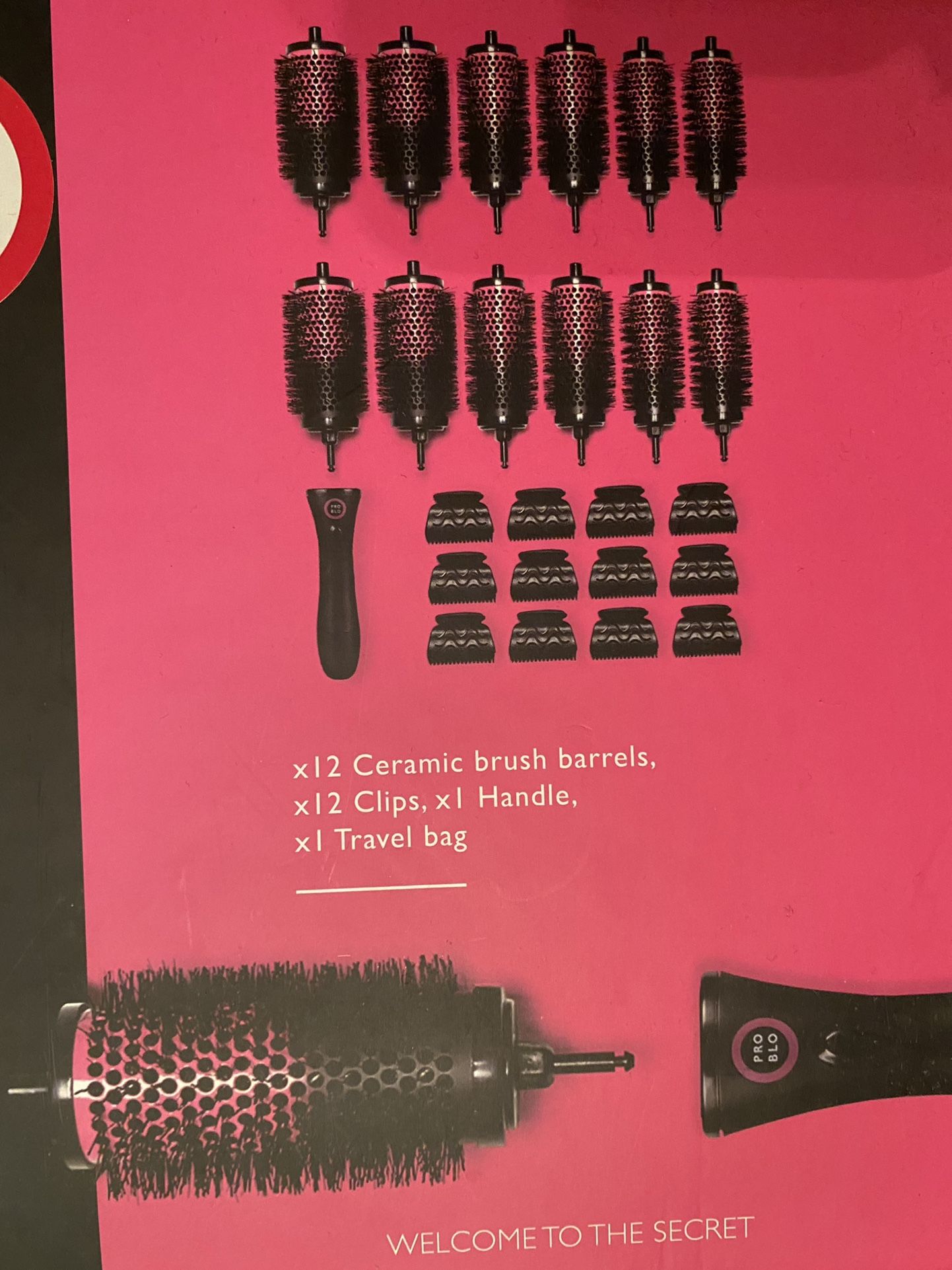 Pro Blo Curl Me Detachable Hair Brush w/ clips and barrels