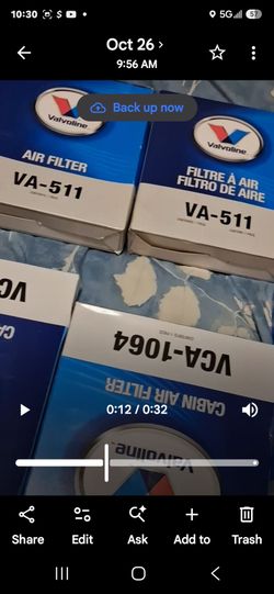 Valvoline VA-511 Air Filter & VCA-1064 Cabin Air Filter