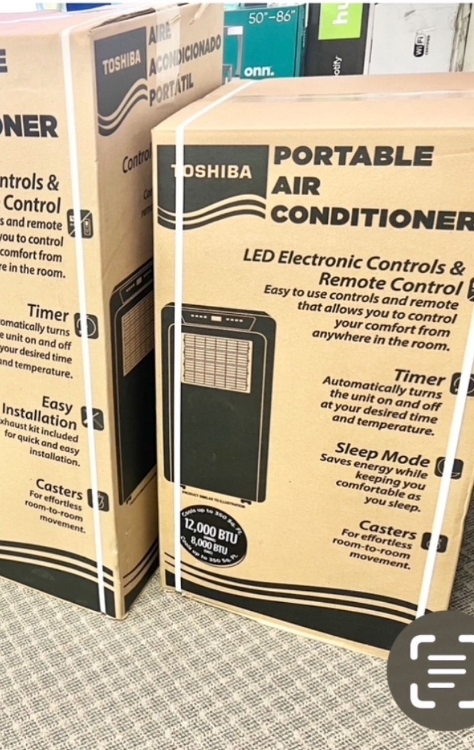 Ac Unit Portable 12000 BTU In Box Toshiba Cools 350 Sq Ft  6 Month Warranty. 