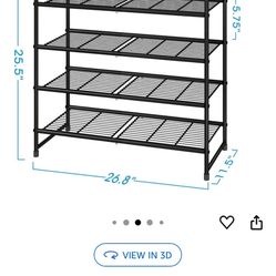 4 Tier Metal Shoe Rack Storage With Extra Shoe Storage On The Side