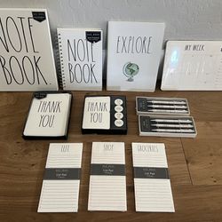 Rae Dunn New 11 Pc Set Of Notebooks, Pens & Cards