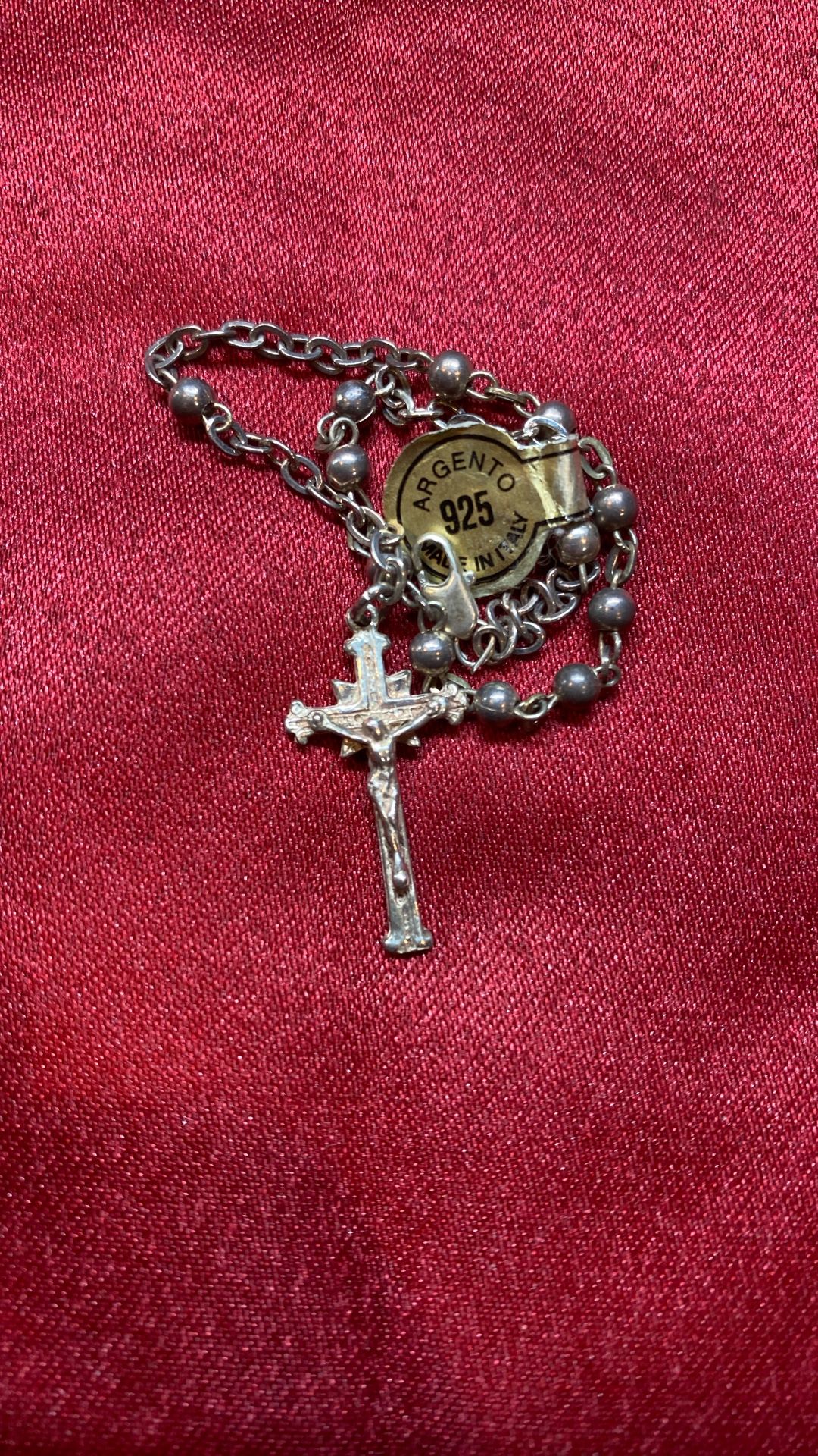 Vintage New Condition, Religious Crucifix, Pendant Bracelet Sterling Silver