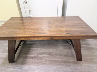 Rustic Wood Coffee Table with Metal Accents