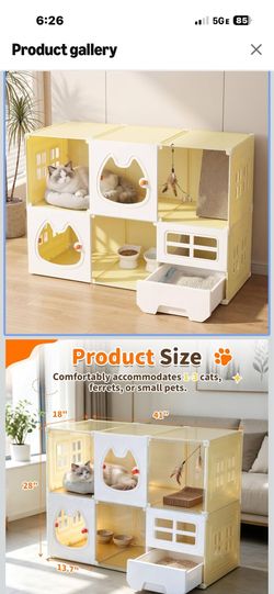 Brand new DIY Customizable 2-Tier cat cage Features Pull-Out Litter Box, Breathable mesh & Clear Interactive Windows