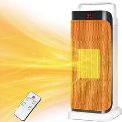 Space Heater, 1500W Portable Electric Heater with Thermostat, Remote, 3 Modes, Timer, Oscillating, Overheating & Tip-Over Protection, Fast Ceramic Hea