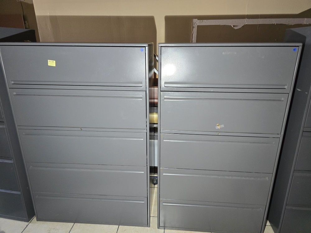 Wide Gray File Cabinet