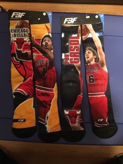 Fbf original NBA socks Derrick Rose and Paul Gasol brand new