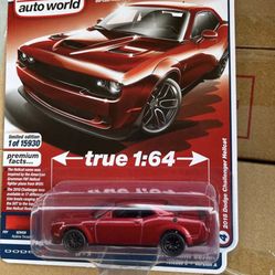 1/64 Auto World 2018 Dodge Challenger Hellcat Redline Tricoat Poly Red
