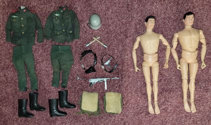 Vintage 1(contact info removed)  GI Joe German Soldier X 2 – Rare No-Scar Error & Scar + Accessories