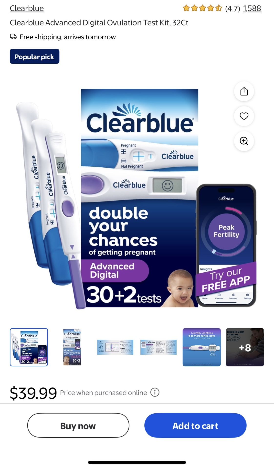 Clearblue Advanced Digital Ovulation Kit 32 Count