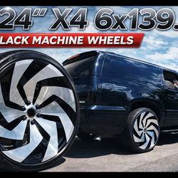 Brand New 24" SX X4 6x139.7 Gloss Black Machined  Wheels