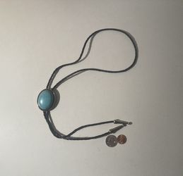 Vintage Bolo Tie Silver And Turquoise  Thumbnail