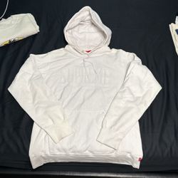 Supreme All White Hoodie Medium 