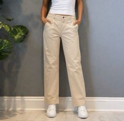 L.L.Bean Coastal Grandma Women's Khaki Wide Leg Chino Pants Preppy Old Money 16R