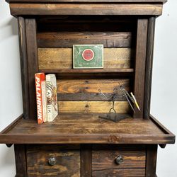 Handmade wall mounted rustic bookshelf cabinet combination