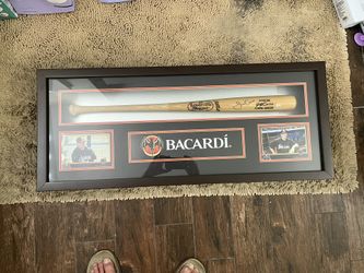 MLB MARLINS Jeff Conine Signed Bat Beautifully Framed