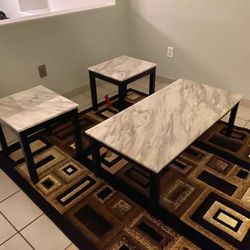 ⭐BEUTIFUL White Marble Top 3pcs coffee table set👉FREE FINANCING AVAILABLE 👉 NO CREDIT CHECK 👉 0 DOWN PAYMENT 