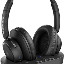 Wireless Headphones with Transmitter Charging Base, Black