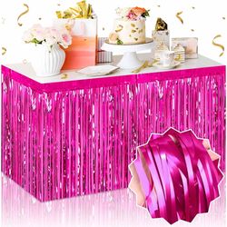 Fuchsia Foil Fringe Table Skirts Metallic