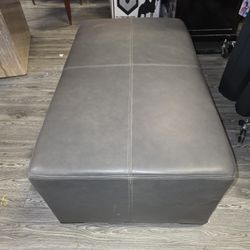 Grey Leatherette Ottoman
