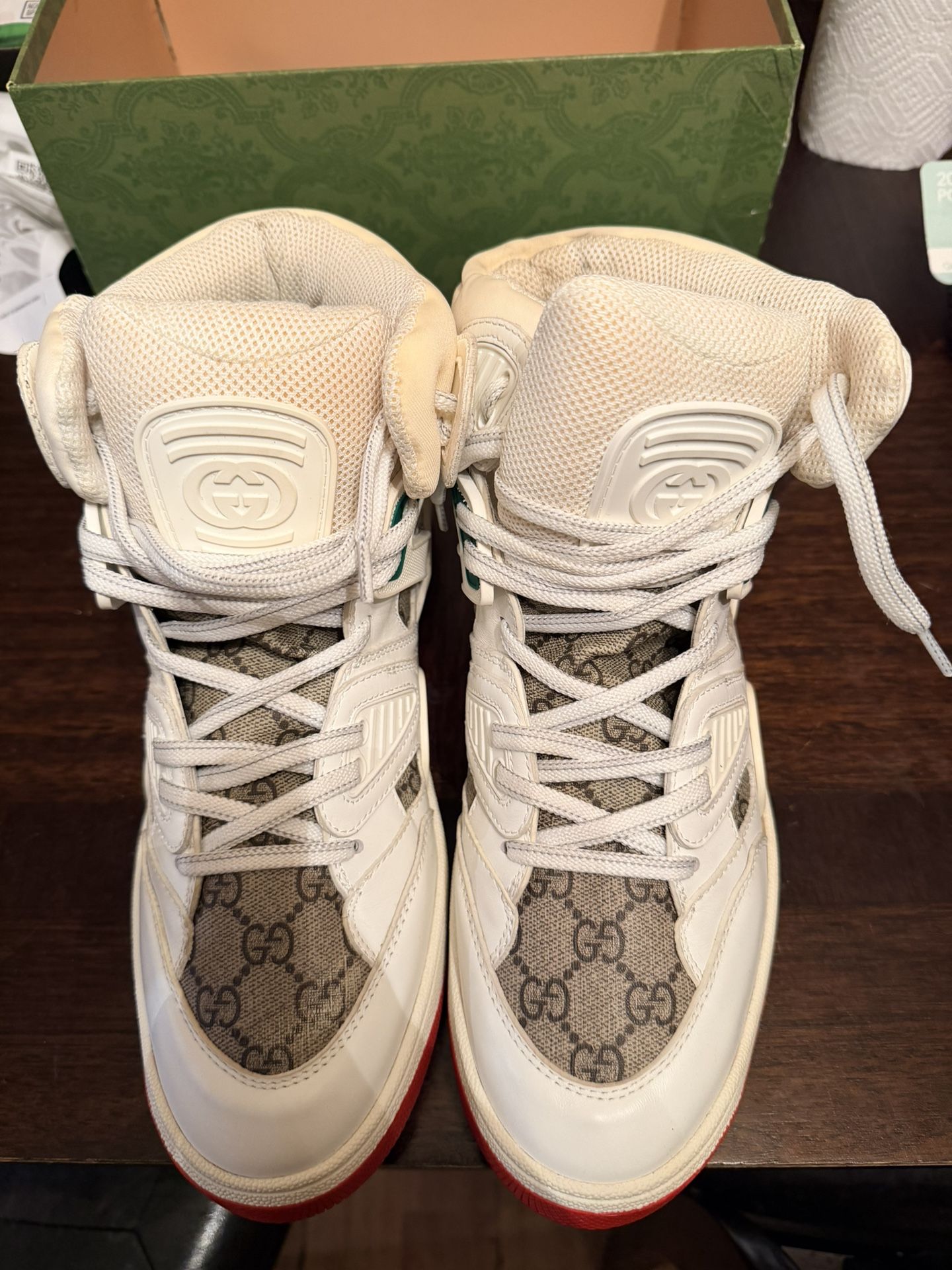 Gucci Basket High Men’s White Demetra Red Us Size 13
