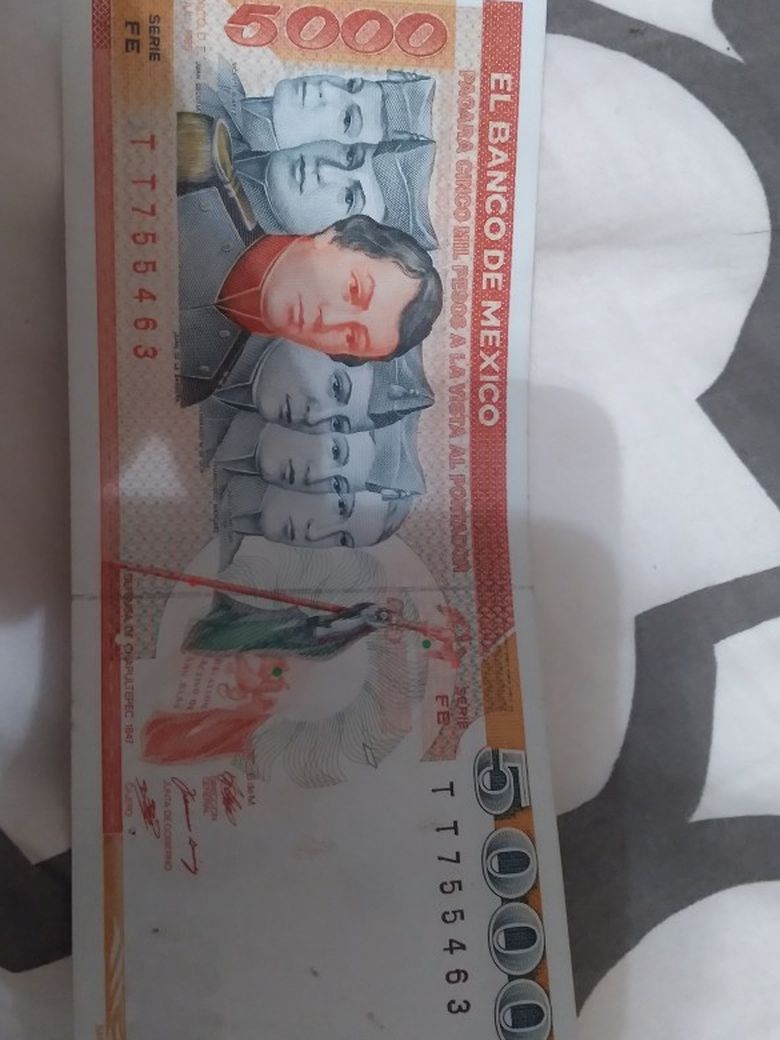 5.000 Pesos De México Unc $45