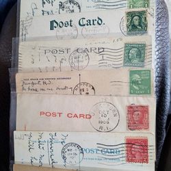 Collectable Vintage U.S. postage Stamps On Original Postcards.