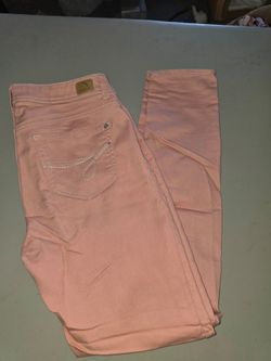 Pink Skinny Jeans with Embroidered Pocket Size 10