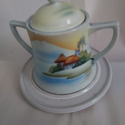 Vtg/antique Nippon Hand Painted Sugar Bowl With Lid