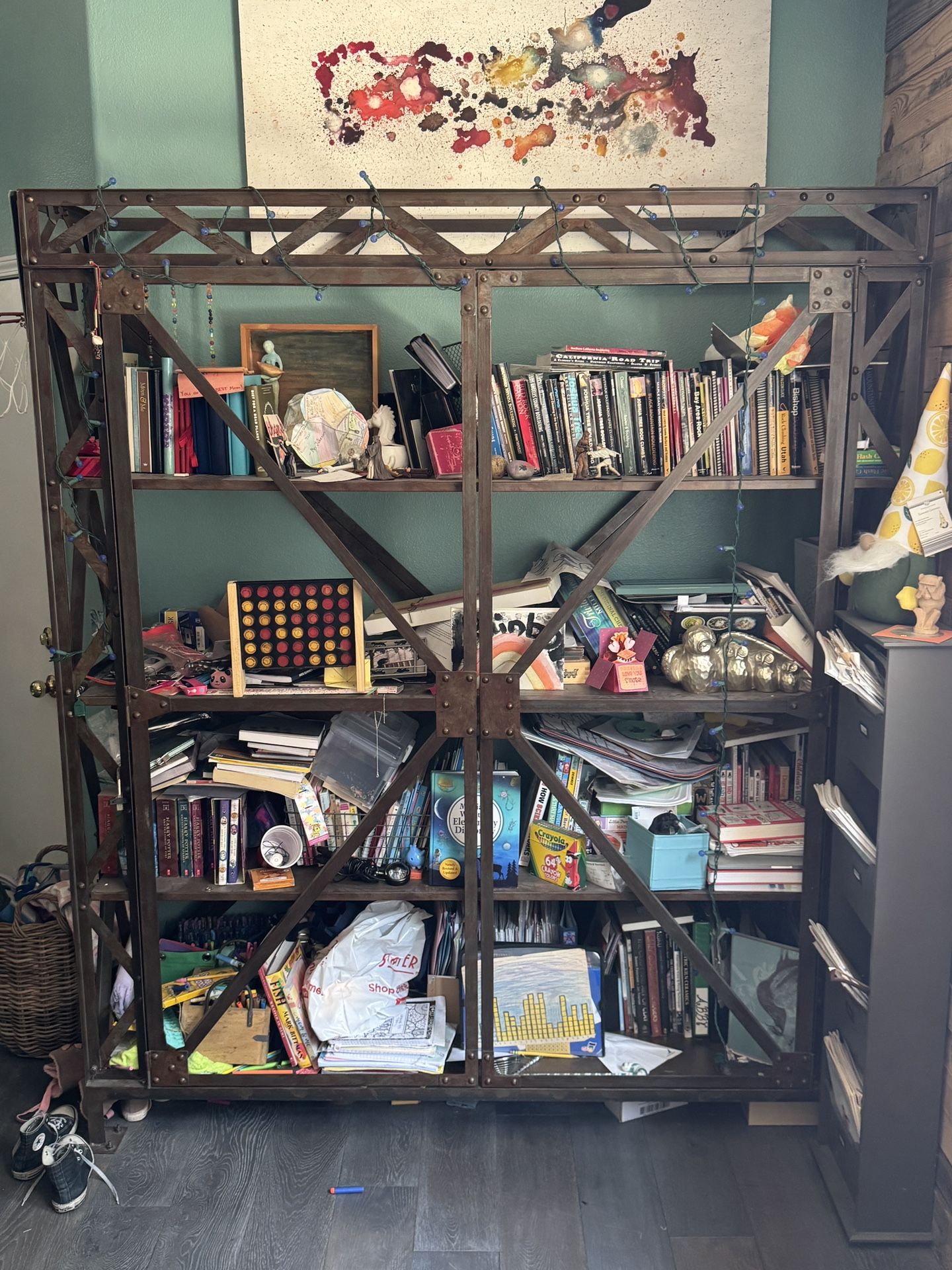 Rustic Iron Bookcase/shelving With doors