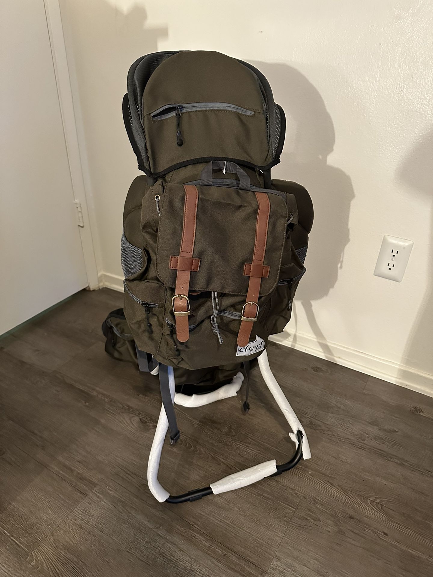 Child Carrying Hiking Backpack- Olive Green