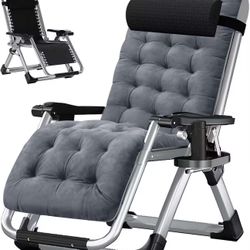 Zero Gravity Chair Reclining Lounge Chair Patio Chairs with Removable Cushion, Headrest & Cup Holder