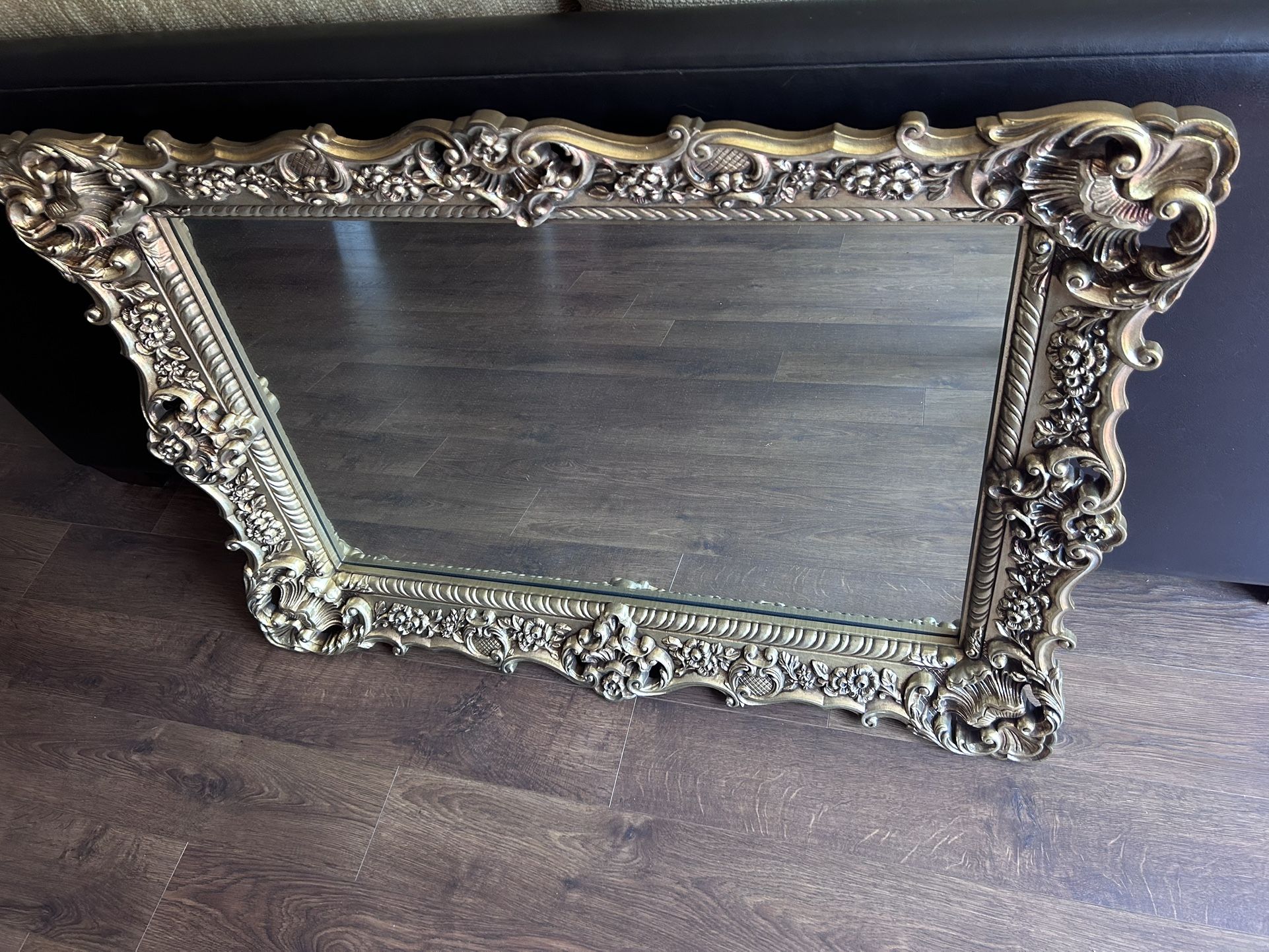 Antique Plastic Ornate Frame & Mirror