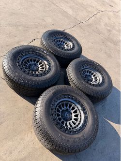 New rims 17x9 6 lugs for any Chevy Silverado, Toyota Tacoma used tires 285/70r17 80% life