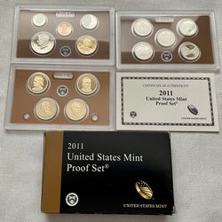2011 - U.S. Mint Poof Set - 14 Coins,  Brilliant Uncirculated, 50c, .25c, .10c, .05c, .10c, U.S. Presidents, Historic Places.  