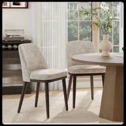 Brand New: Upholstered Solid Wood Dining Chairs (Set of 2)