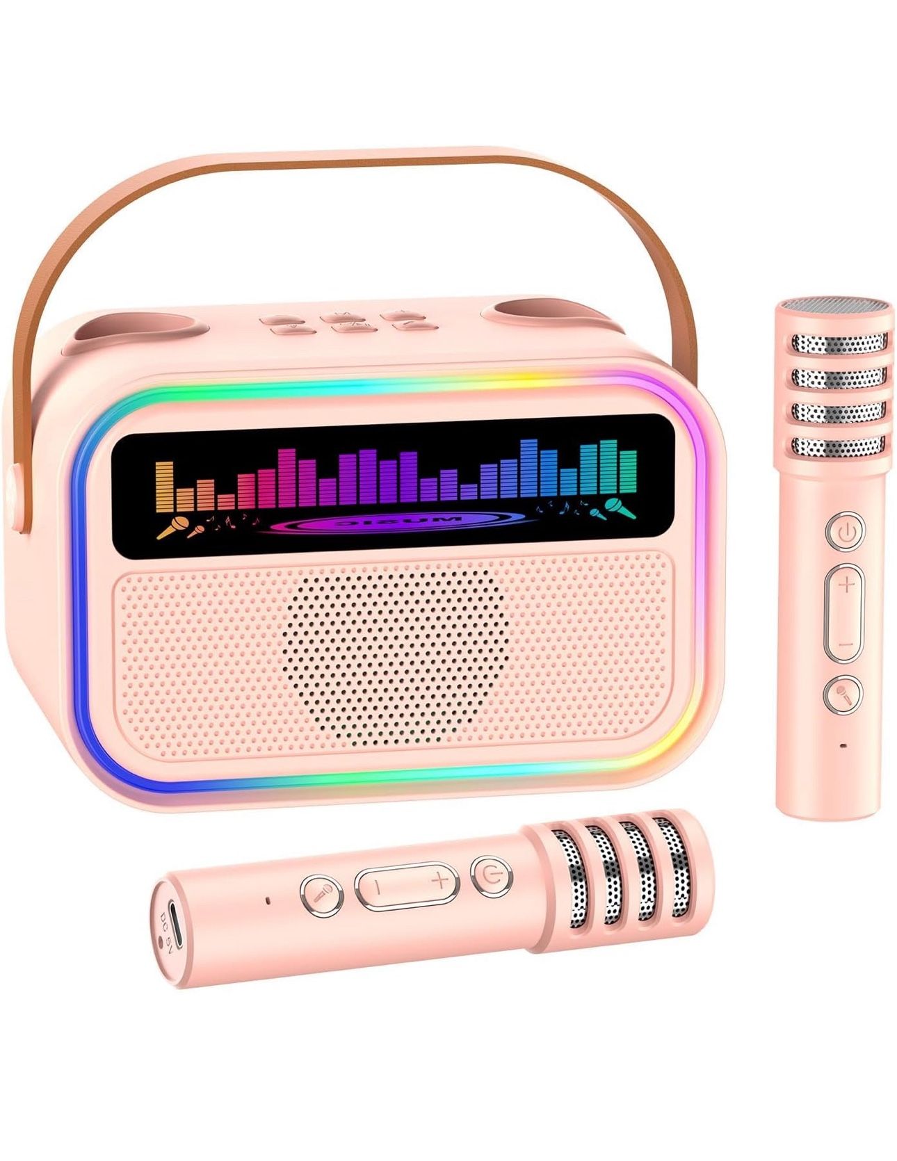 Kids Karaoke Machine for Girls, Kids Toys Gifts for Age 3-12+, Portable Bluetooth Speaker with 2 Wireless Microphones, Toddler Singing Karaoke for Bir