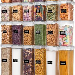 Vtopmart Airtight Food Storage Containers with Lids, 24 pcs Plastic Kitchen and Pantry Organization