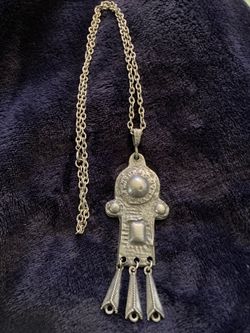 Vintage handcrafted Pewter pendant necklace,
